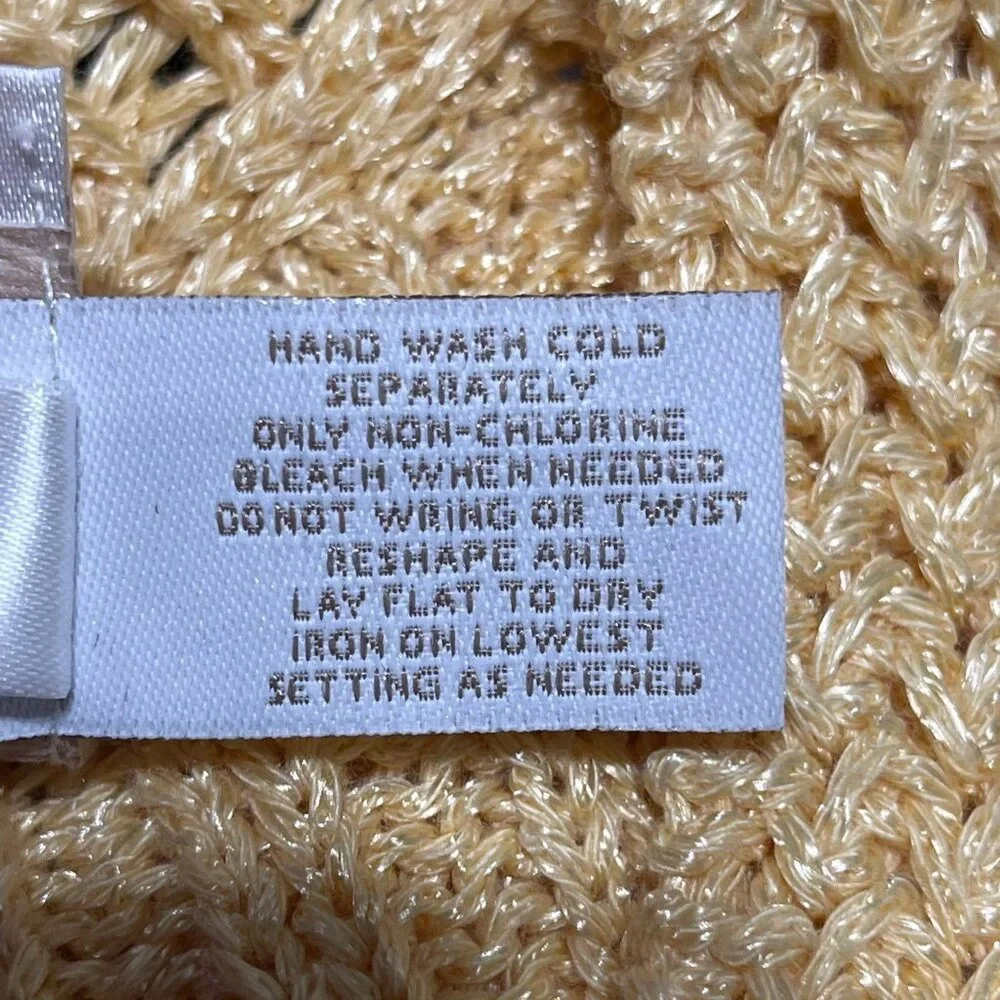 Chicos Womens Knit Cardigan Sweater Size 1 Nylon/Acrylic/Cotton Blend Gold - Picture 5 of 9